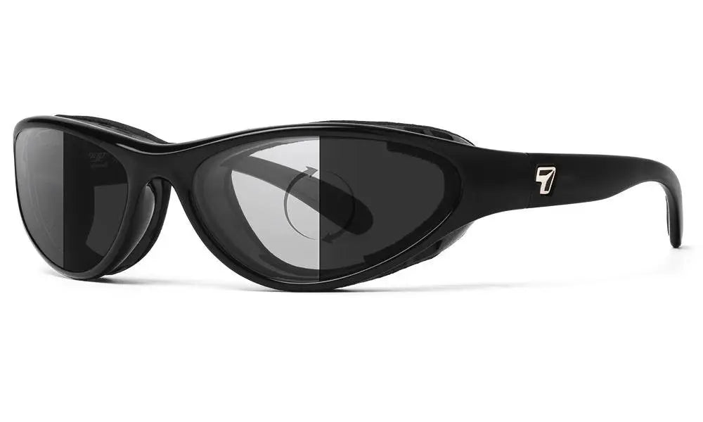 7Eye by Panoptx Viento Gloss Black/ Photochromic DarkShift lenses