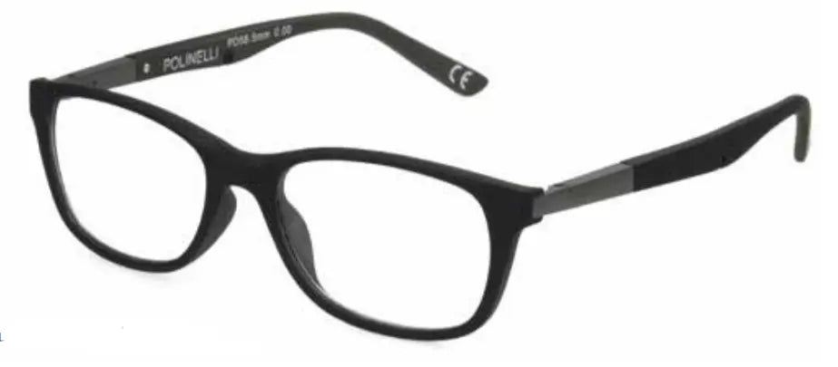 Polinelli P-305 Black on Gunmetal Blue light reading glasses