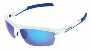 Shiny White frame/Gray with Blue Mirror lenses