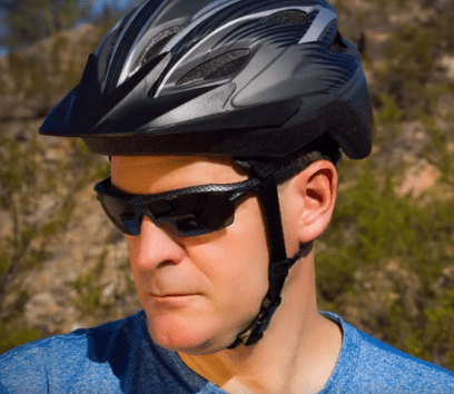 Cyclist wearing Progear Racer sunglasses