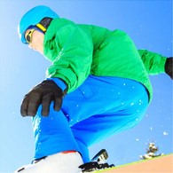 snowboarder wearing Progear Eyeguard