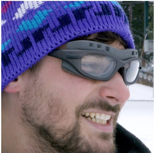 Person wearing Progear Eyeguard with snowguard
