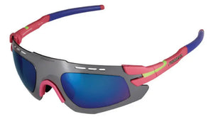 Magenta-Blue frame/Silver Mirror shield lenses