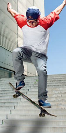 Skateboarder wearing Progear Eyeguard