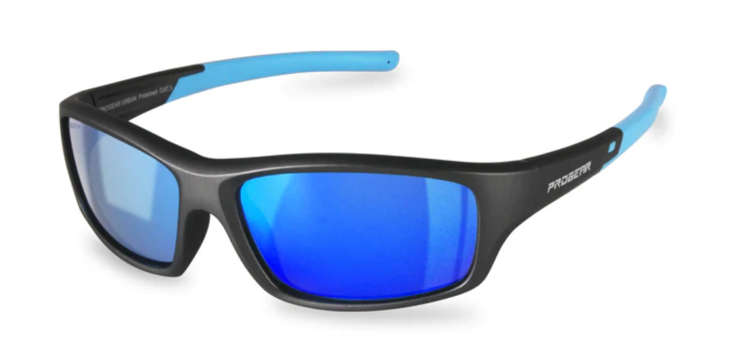 Progear Urban 1517 Polarized Sunglasses Gun frame/Polarized Gray with Ice Blue Mirror lenses
