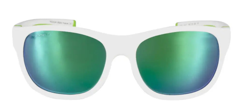 Progear U-1514 sunglasses in white with polarized green mirror lenses