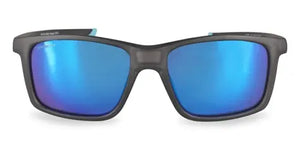 Matte Gun frame/Polarized Gray with Blue Mirror lenses