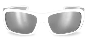 Matte White-Gray frame/Polarized Gray Silver Mirror lenses