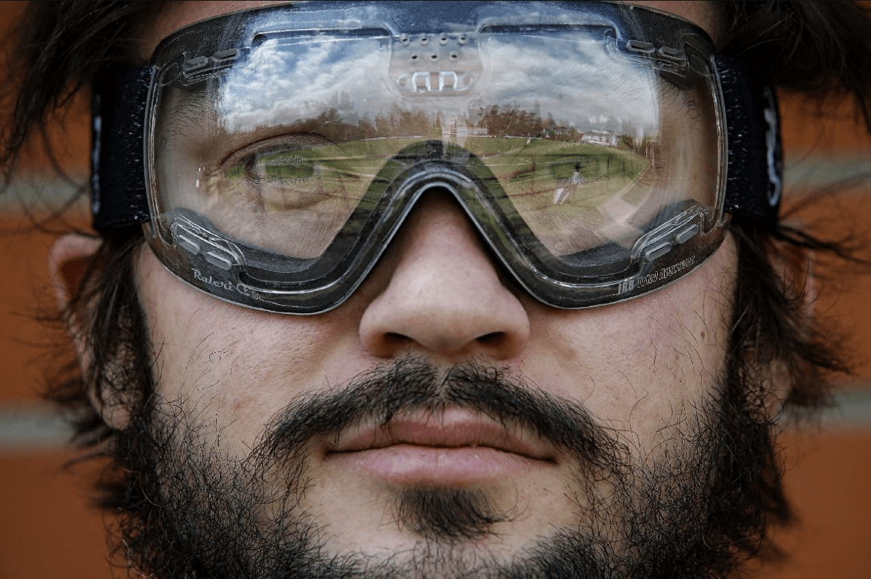 man wearing Raleri Rugby 2.0 Size A goggles