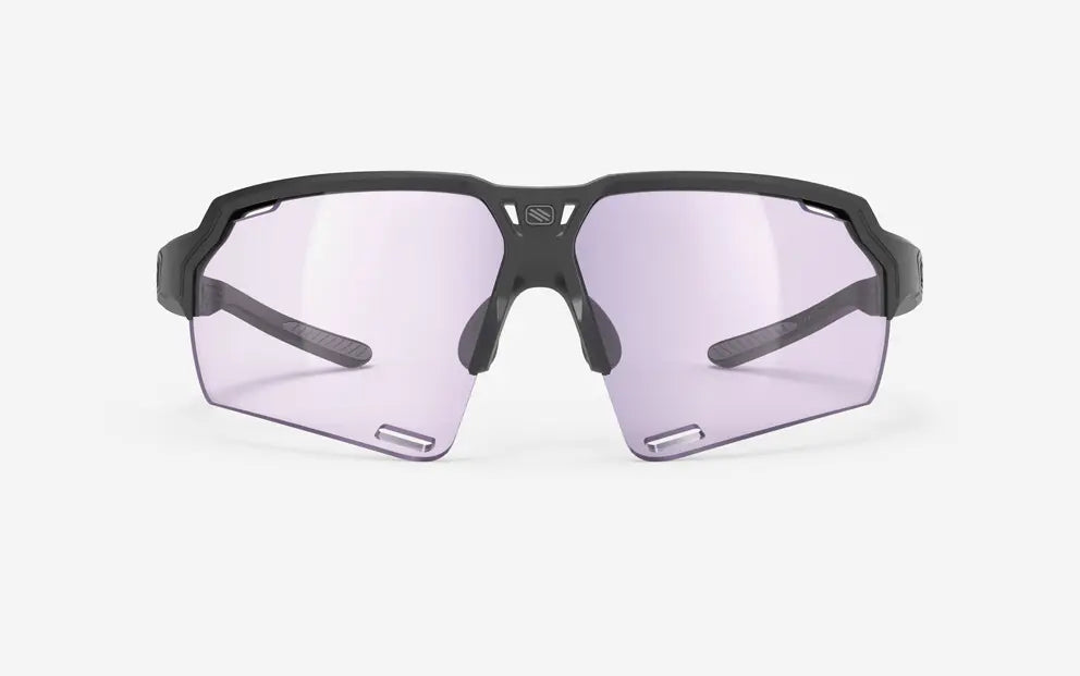 Rudy Project Deltabeat sunglasses in black with light changing purple lenses for golf and pickleball