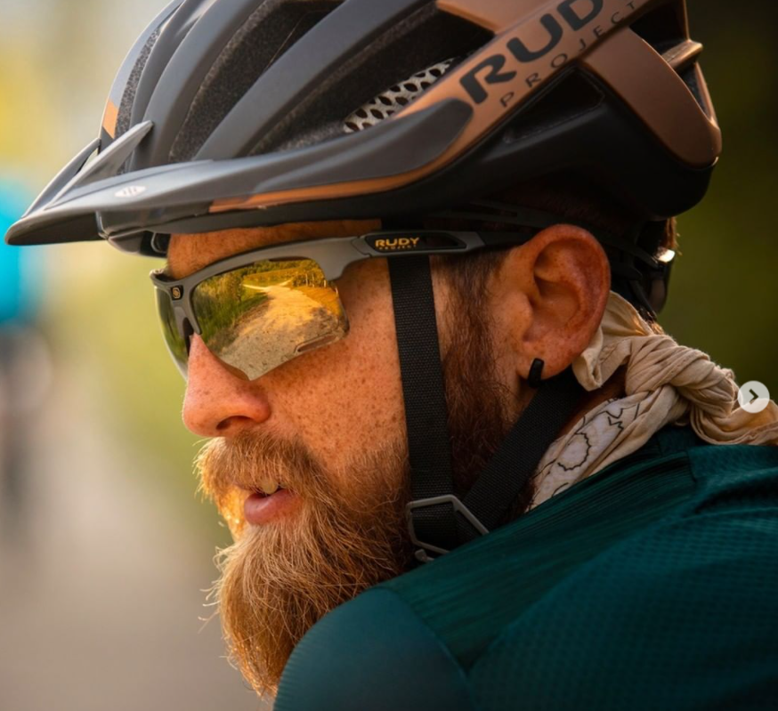 Cyclist wearing Rudy Project Keyblade sunglasses