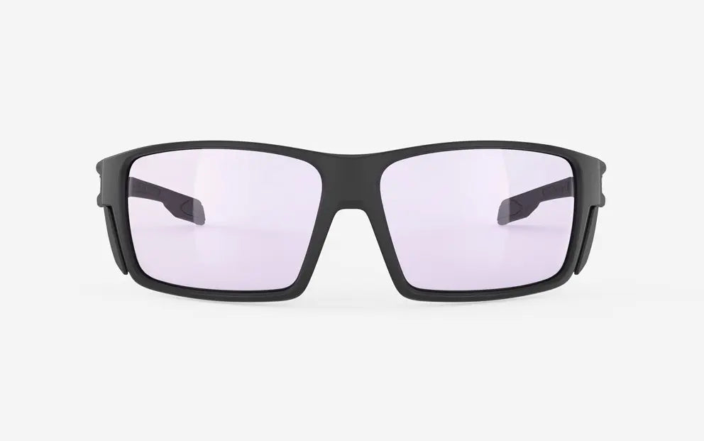 Rudy Project Nyad sunglasses in black with light changing purple lenses for golf or pickleball