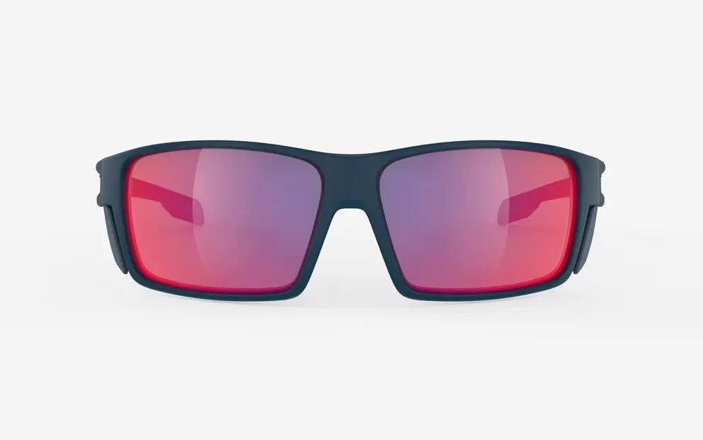 Rudy Project Nyad sunglasses in navy with polarized red mirror lenses for sailing