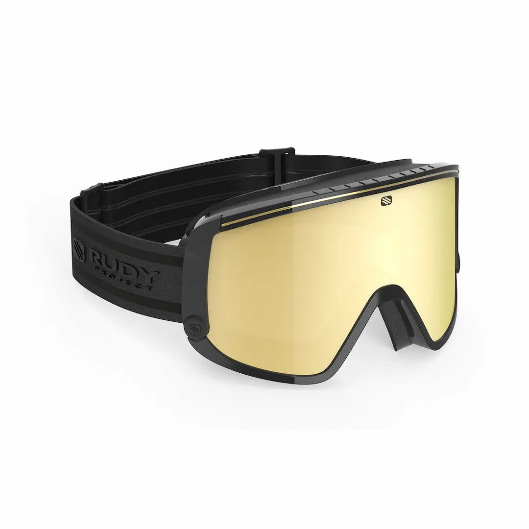 Rudy Project Spincut ski goggles in black with gold mirror lenses