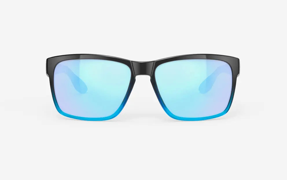 Rudy Project Spinhawk Edge sunglasses in black to blue fade with blue mirror lenses