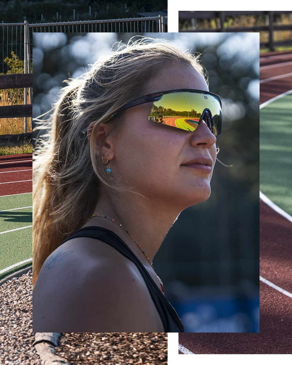 Woman wearing Rudy Project Turbolence sunglasses