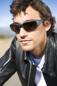 Man wearing Trailblazer sunglasses