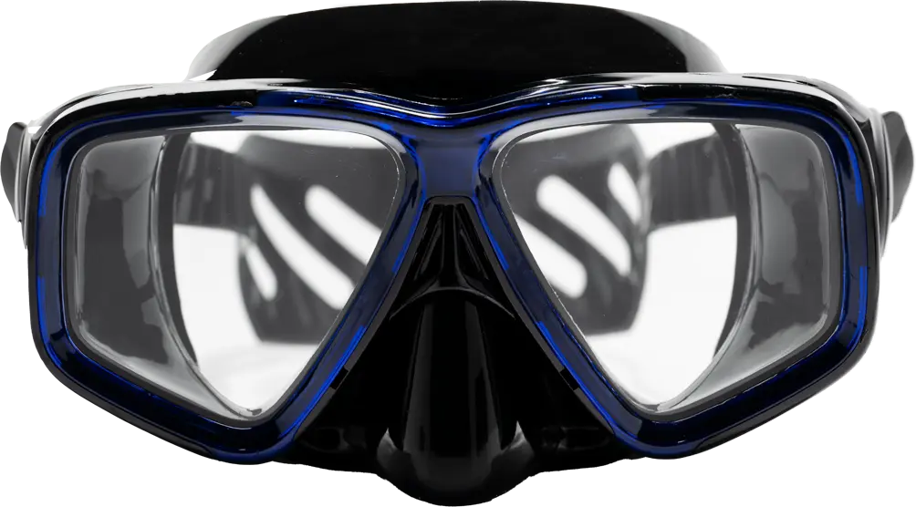 SeaVision 2100 Dive Mask Black Skirt with Ice Blue Accent and Clear Lenses