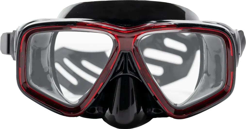 SeaVision 2100 Dive Mask Black Skirt with Ice Red Accent and Clear Lenses