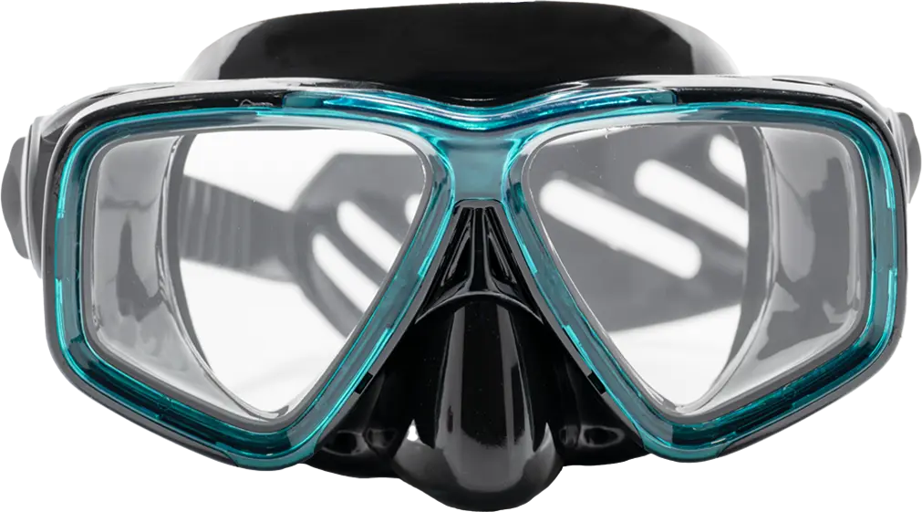 SeaVision 2100 Dive Mask Black Skirt with Ice Teal Accent and Clear Lenses
