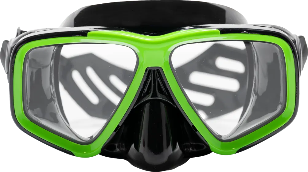 SeaVision 2100 Dive Mask Black Skirt with Green Accent and Clear Lenses