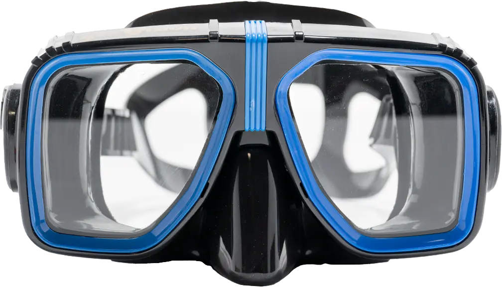 SeaVision 2000 Legacy Dive Mask Black Skirt with Blue Accent and Clear Lenses