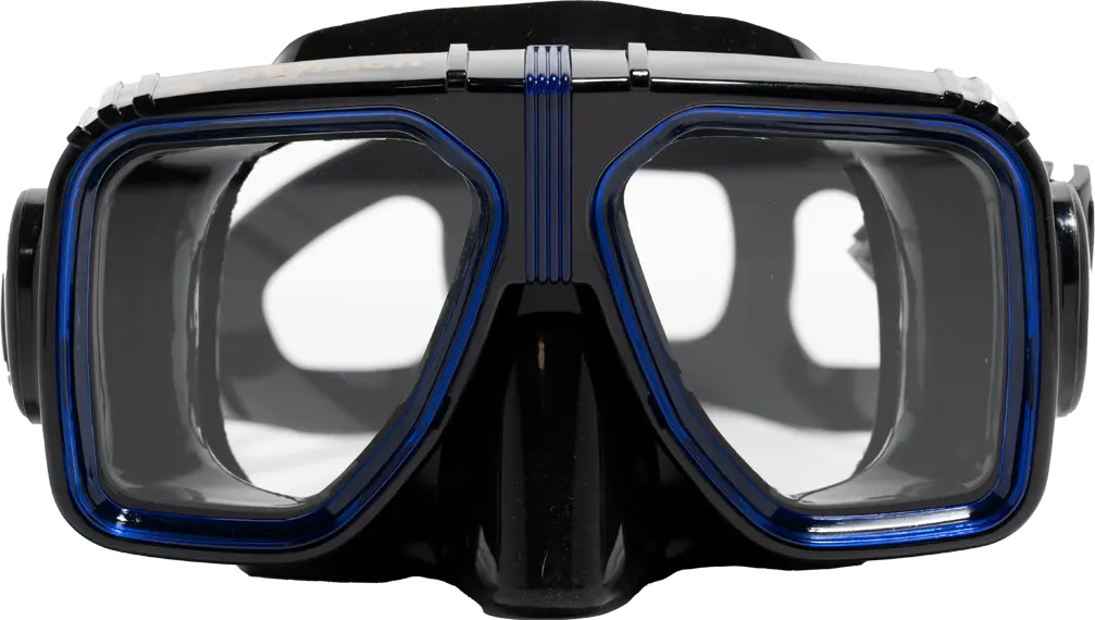 SeaVision 2000 Legacy Dive Mask Black Skirt with Ice Blue Accent and Clear Lenses