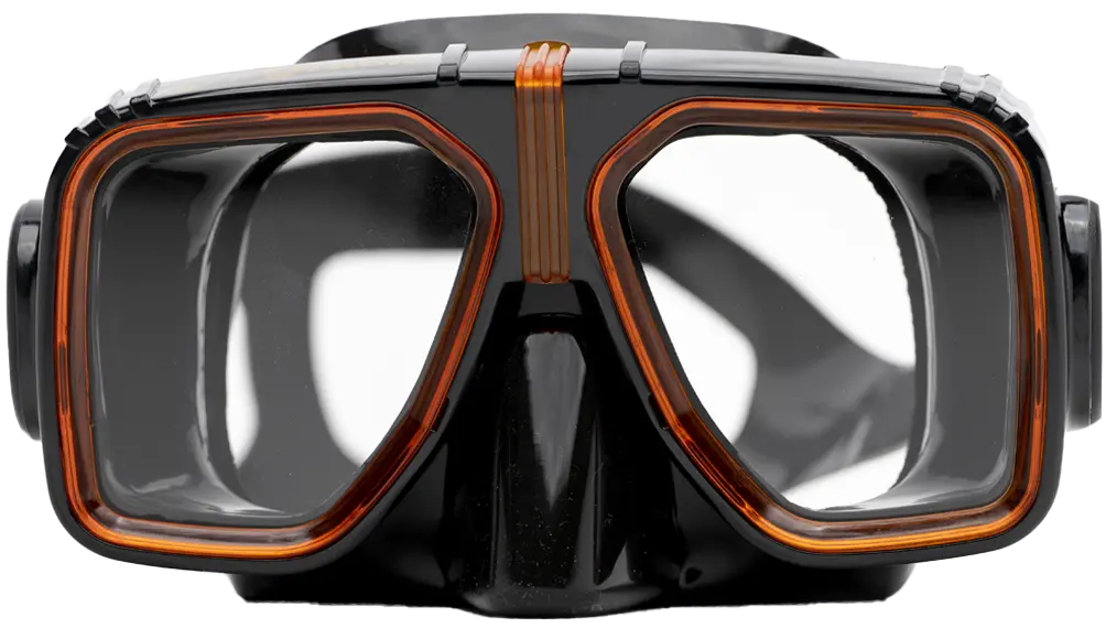 SeaVision 2000 Legacy Dive Mask Black Skirt with Ice Orange Accent and Clear Lenses
