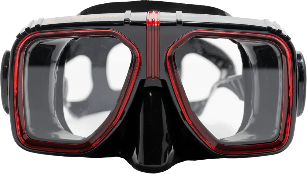 SeaVision 2000 Legacy Dive Mask Black Skirt with Ice Red Accent and Clear Lenses