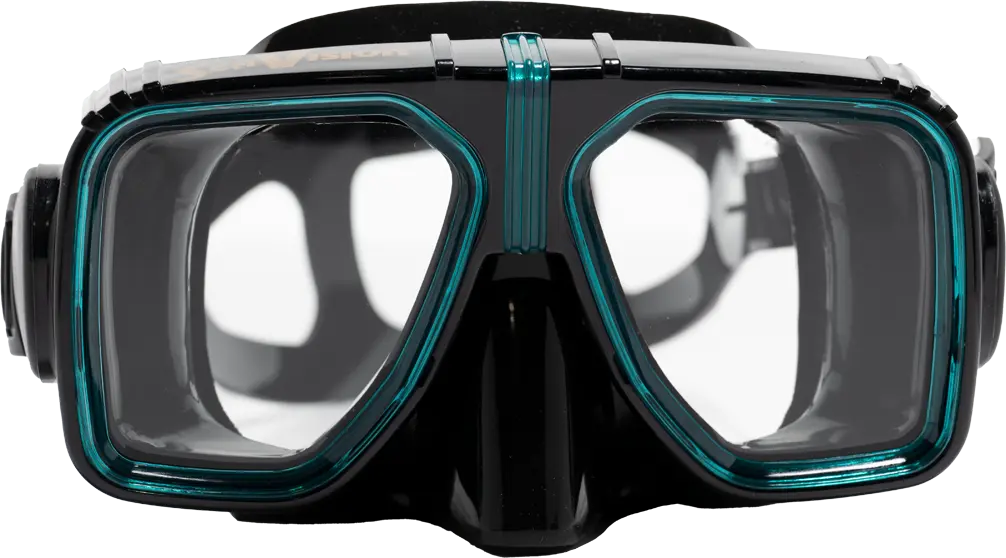 SeaVision 2000 Legacy Dive Mask Black Skirt with Ice Teal Accent and Clear Lenses
