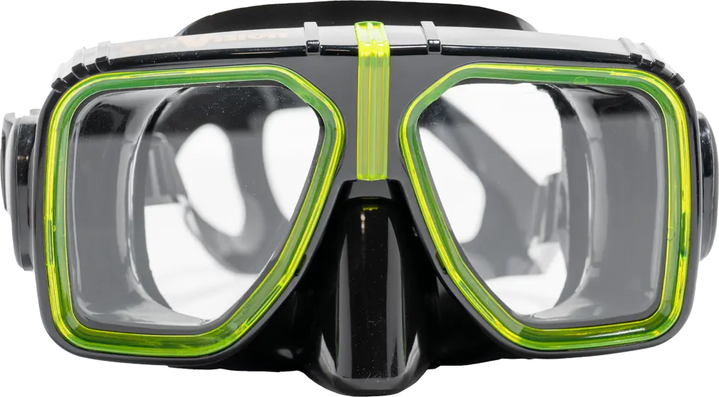 SeaVision 2000 Legacy Dive Mask Black Skirt with Ice Yellow Accent and Clear Lenses