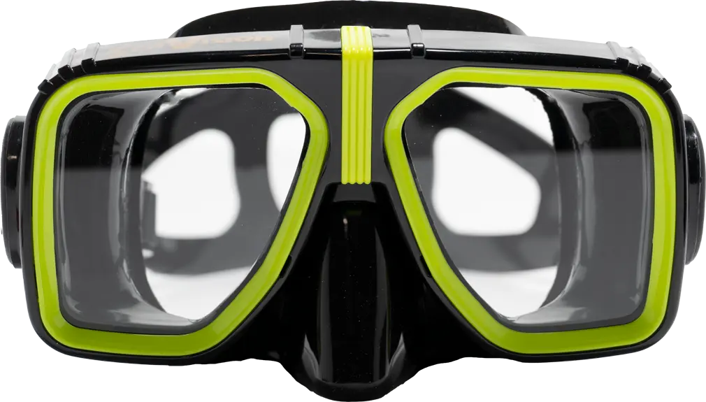 SeaVision 2000 Legacy Dive Mask Black Skirt with Yellow Accent and Clear Lenses