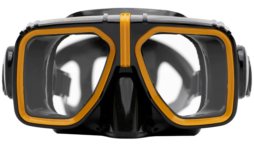 SeaVision 2000 Legacy Dive Mask Black Skirt with Orange Accent and Clear Lenses