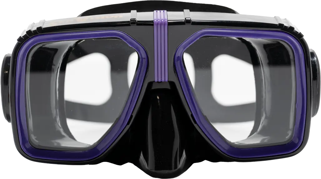 SeaVision 2000 Legacy Dive Mask Black Skirt with Purple Accent and Clear Lenses