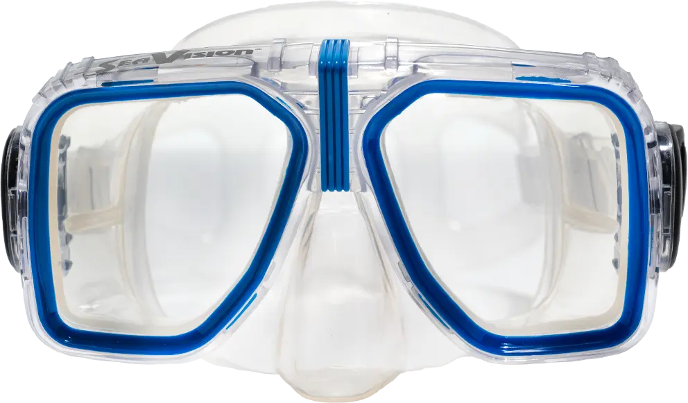 SeaVision 2000 Legacy Dive Mask Clear Skirt with Blue Accent and Clear Lenses