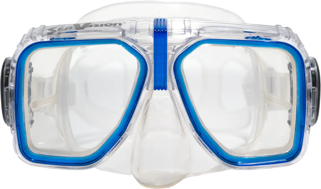 SeaVision 2000 Legacy Dive Mask Clear Skirt with Ice Blue Accent and Clear Lenses