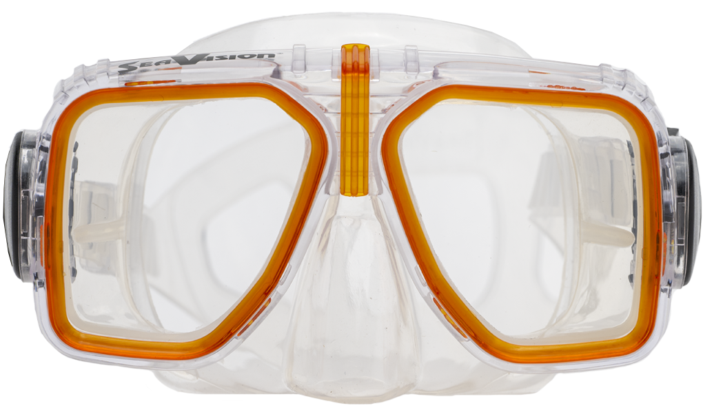 SeaVision 2000 Legacy Dive Mask Clear Skirt with Ice Orange Accent and Clear Lenses