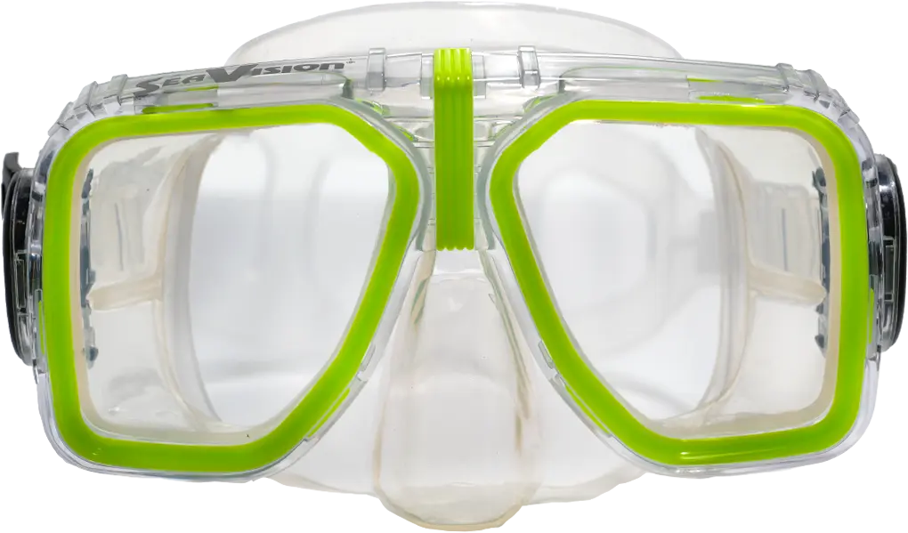 SeaVision 2000 Legacy Dive Mask Clear Skirt with Green Accent and Clear Lenses