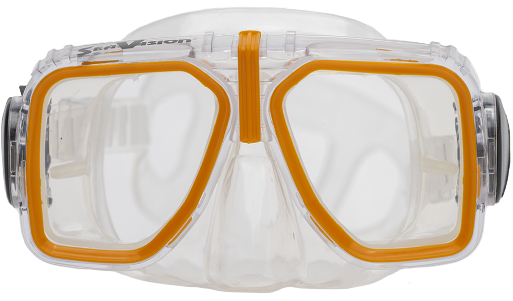 SeaVision 2000 Legacy Dive Mask Clear Skirt with Orange Accent and Clear Lenses