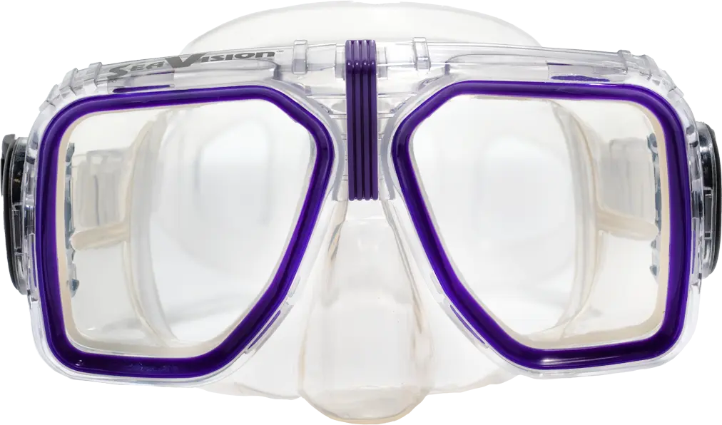 SeaVision 2000 Legacy Dive Mask Clear Skirt with Purple Accent and Clear Lenses