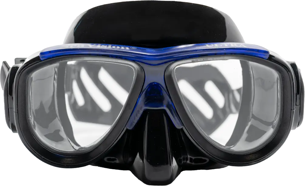SeaVision 2200 Ultra Dive Mask Black Skirt with Ice Blue Accent and Clear Lenses