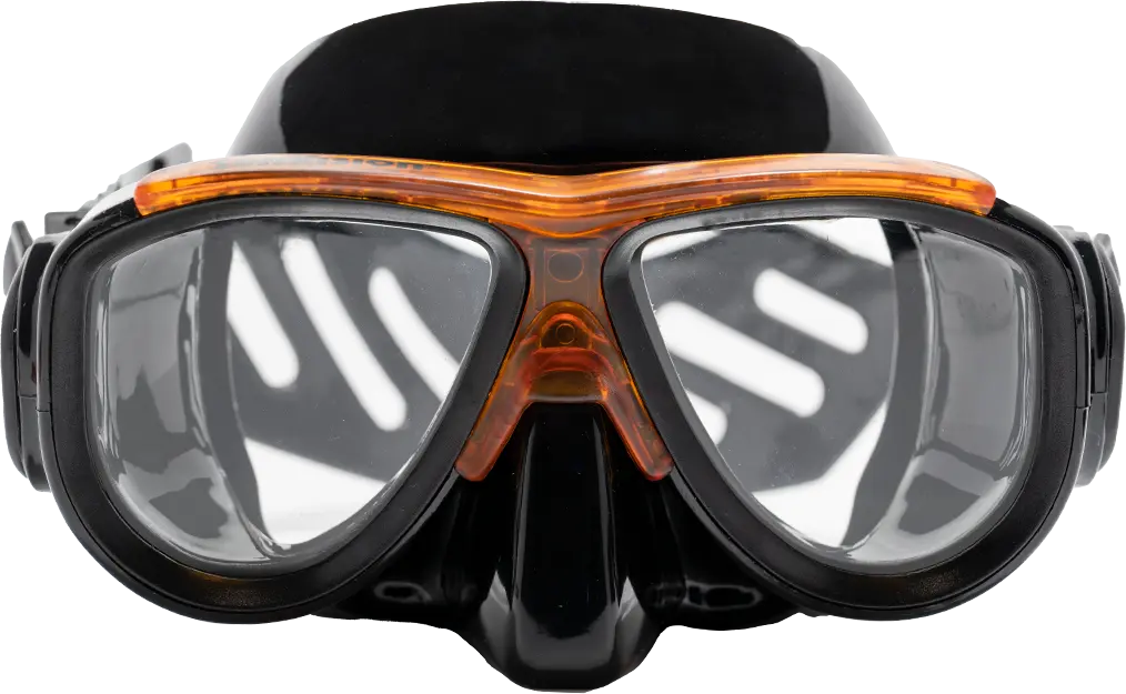 SeaVision 2200 Ultra Dive Mask Black Skirt with Ice Orange Accent and Clear Lenses