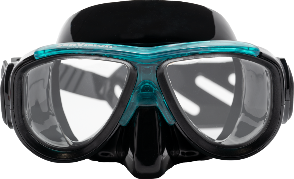 SeaVision 2200 Ultra Dive Mask Black Skirt with Ice Teal Accent and Clear Lenses