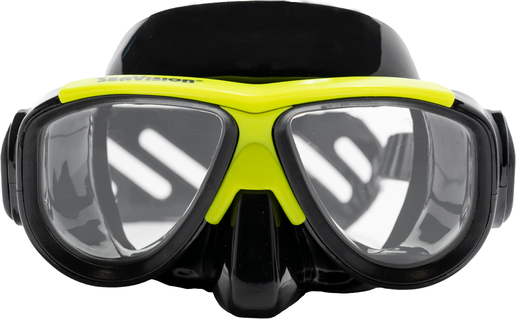 SeaVision 2200 Ultra Dive Mask Black Skirt with Yellow Accent and Clear Lenses