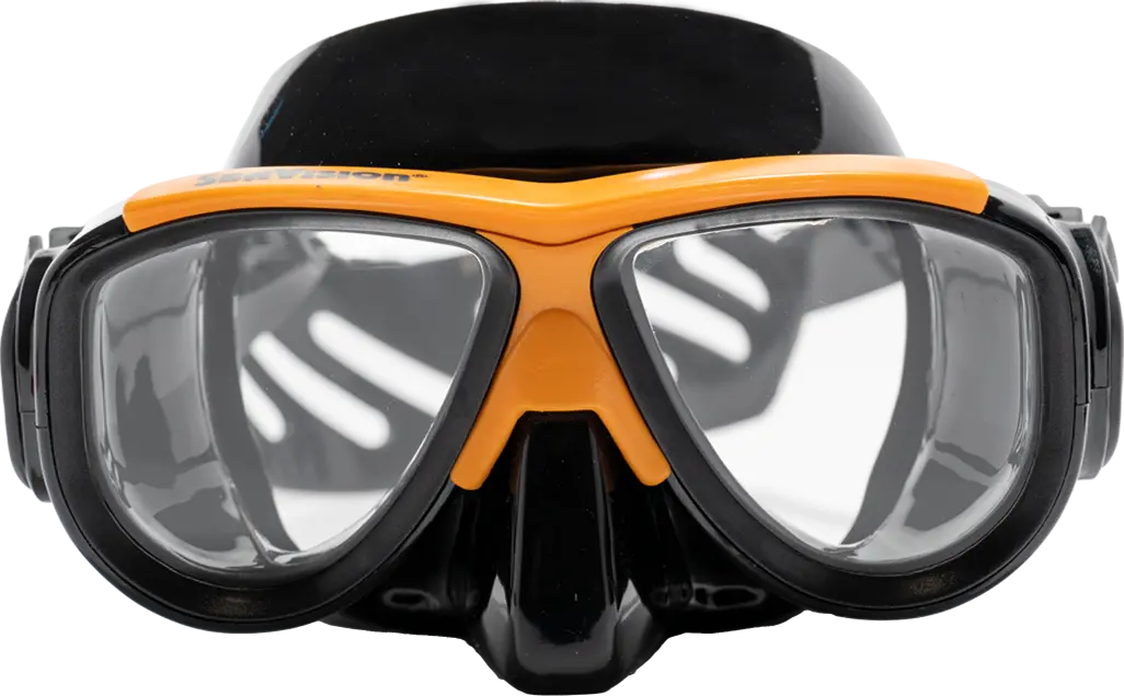 SeaVision 2200 Ultra Dive Mask Black Skirt with Orange Accent and Clear Lenses