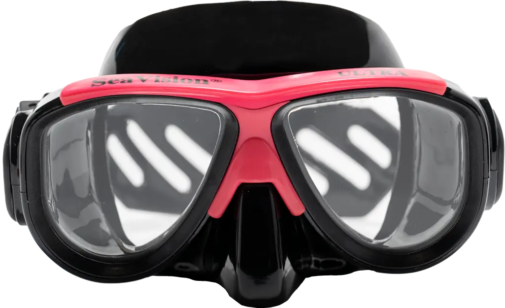 SeaVision 2200 Ultra Dive Mask Black Skirt with Pink Accent and Clear Lenses