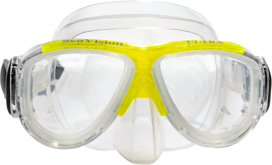 SeaVision 2200 Ultra Dive Mask Clear Skirt with Ice Yellow Accent and Clear Lenses