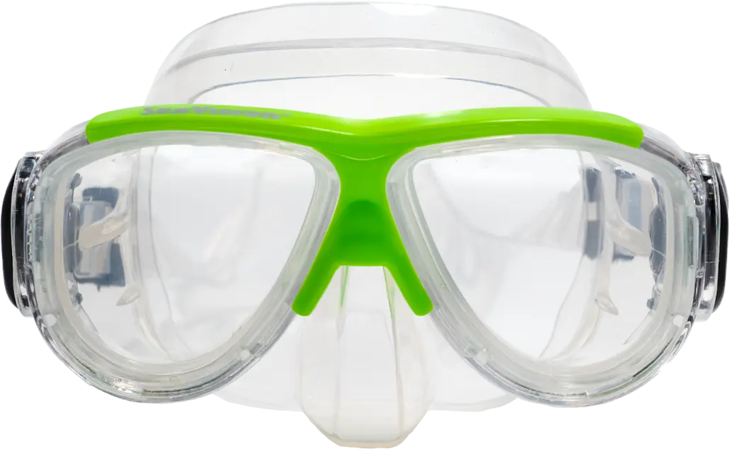 SeaVision 2200 Ultra Dive Mask Clear Skirt with Green Accent and Clear Lenses