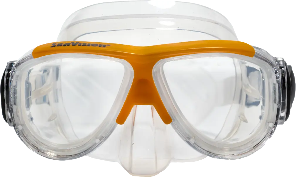 SeaVision 2200 Ultra Dive Mask Clear Skirt with Orange Accent and Clear Lenses