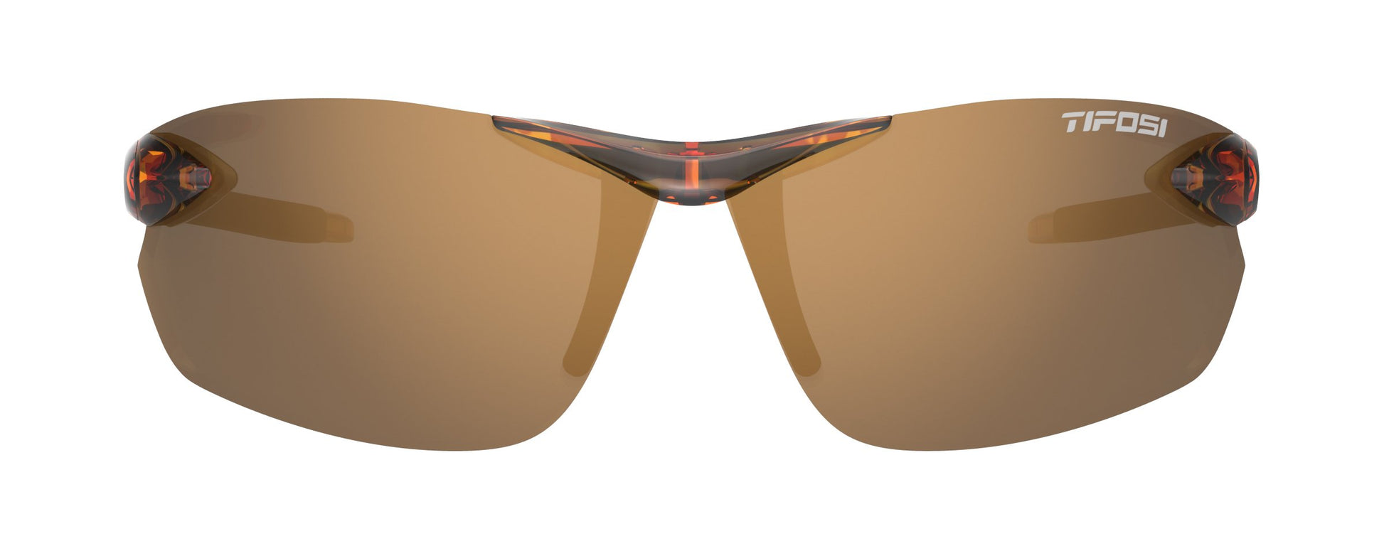 Tifosi Seek 2.0 FC Sunglasses tortoise frame with brown lenses front view showcasing the sleek design and lens shape